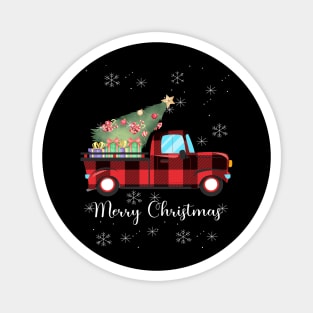 Merry Christmas Buffalo Truck Tree Red Plaid For Men Wo Red men Magnet